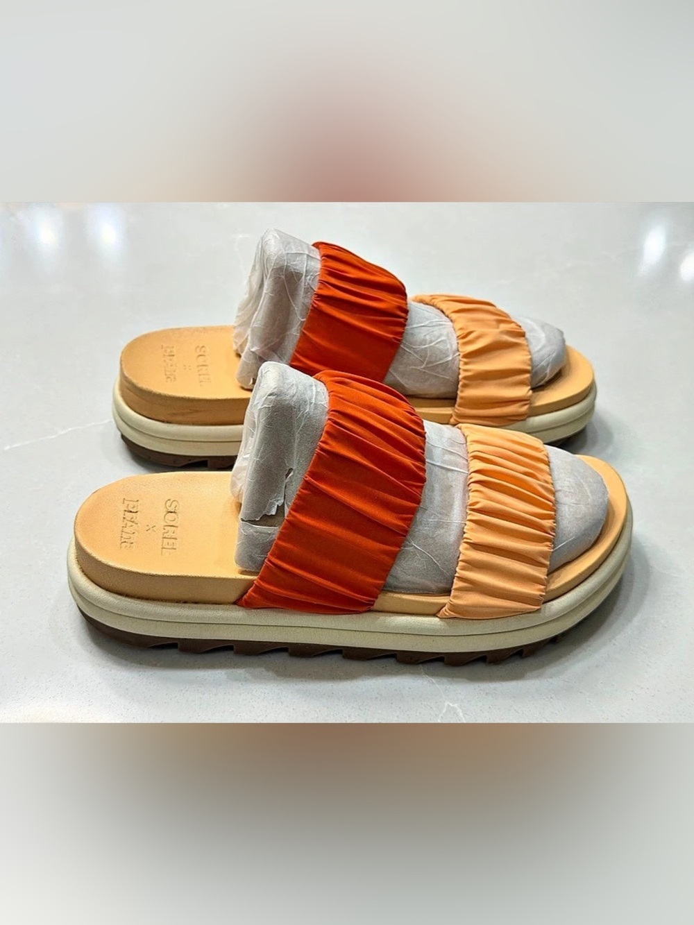 SOREL x prAna Roaming Two Strap Slide Sandals Spark Orange Desert Sun 8.5